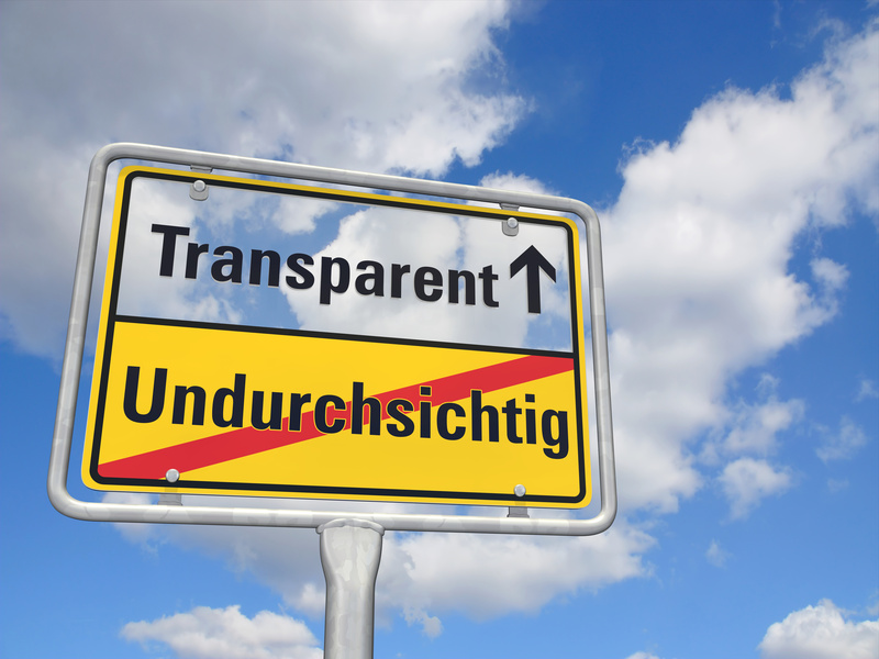 Schild Transparenz